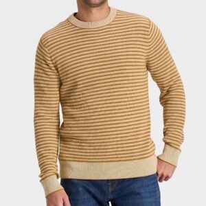 Goodfellow & Co Men's Textured Striped Crewneck Sweater Light Gold Medium NWOT
